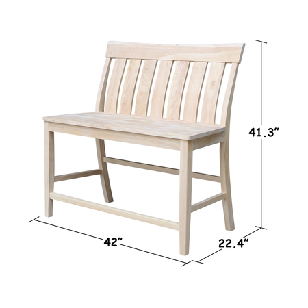 International Concepts Ava Tall Bench, 24" Seat Height, Unfinished BE-132